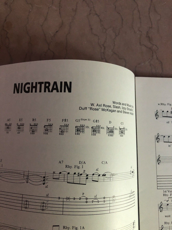 GUNS N' ROSES Guitar Tab sheet music NIGHTRAIN (1988) 11 pages (NM ...