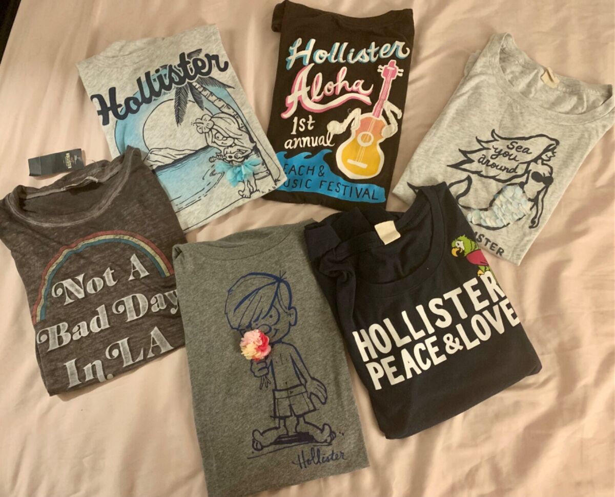 NWT Hollister Women T-Shirt Graphic Tee Top S L AUTHENTIC ALOHA PEACE LOVE  LA