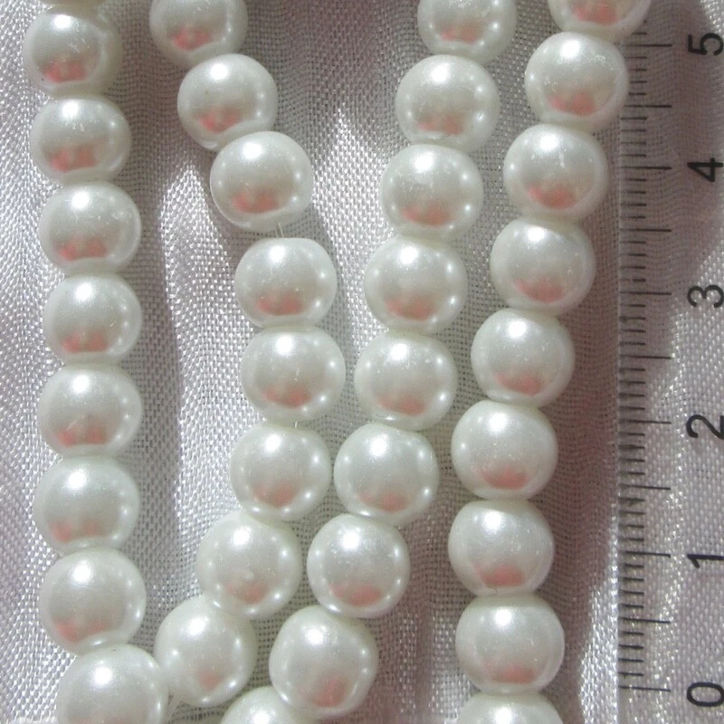 RU12.8 - LOT DE 50 PERLES 8MM BLANCHES NACRÉE RENAISSANCE RONDES BOHEME