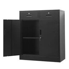 CJF Locking Metal Storage Cabinet with 2 Doors and Drawers for Office/Garage