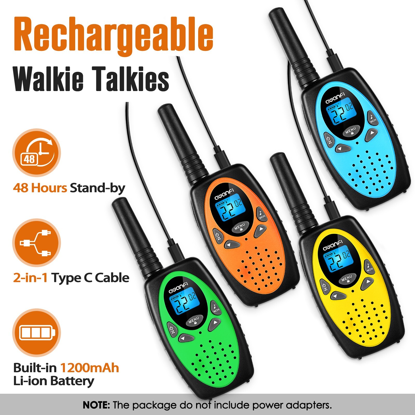 AWANFI Walkie Talkies for Adults Kids, Rechargeable 22 Channels Two Way Radio