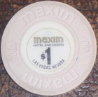 Old $1 MAXIM Hotel Casino Poker Chip Vintage Antique House Mold Las Vegas NV  VG — photo 1