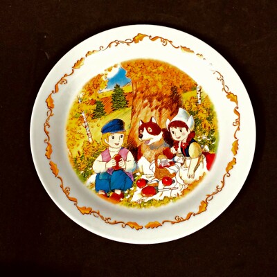 A Dog of Flanders Ceramic Plate Dish Autumn Leaves Collectable Nippon Animation 