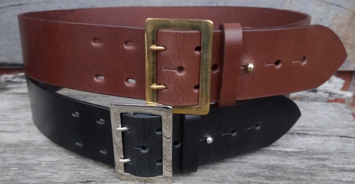 Army Belt 2.25 inch wide fullgrain shiny buffalo leather