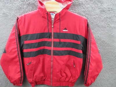 NWOT Vintage 90s Y2K ADIDAS Moby Red & Black Men's Medium Jacket w/Hood
