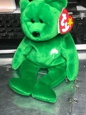 Rare TY Beanie Baby 1997 Erin The Irish Bear Retired 8  mint with mint tag