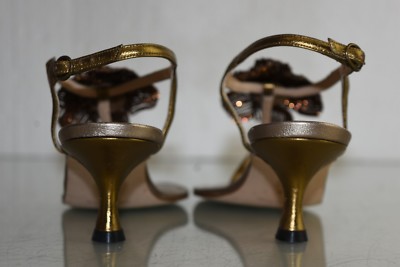 Sandales String Talon Kitten Manolo Blahnik Cuir Bronze - Taille 36, Neuf Sans Boîte