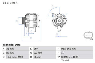 Bosch 0 986 044 470 Alternator for Audi, Skoda, VW