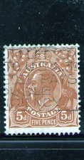 Aust. Pre-dec. KGV 5d Brown 1932 C of A wmk  Fine Used. Combine postage & save $