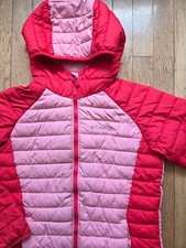 Columbia Girls' Powder Lite Hooded Jacket Red Lily Pink Orchid Size 14-16