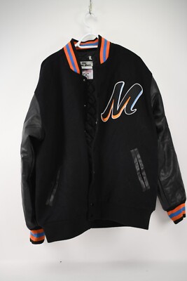 Headgear Classic Nostalgia Negro League 1930 Miami Giants Black Bomber Jacket