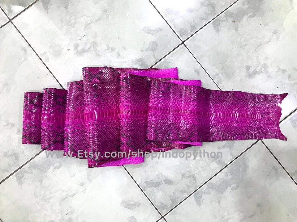 Genuine Python Leather, Exotic Snake Skin, Hot Pink SnakeSkin, Fuchsia Leather - Image 4 of 4