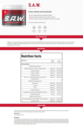 TREC SAW 400/600g Pre-Workout Booster Energie Konzentration 3 Arten von Kreatin - Bild 4 von 4