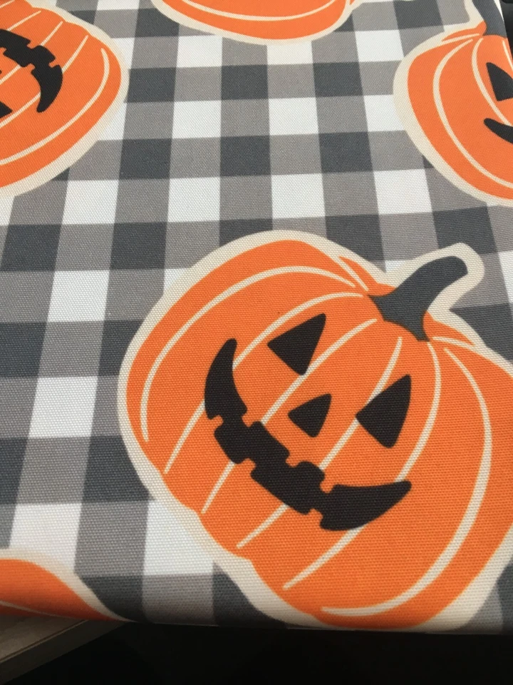 Cynthia Rowley Halloween Orange Pumpkins Black Gingham Tablecloth 52" by 70" - Image 4 of 4