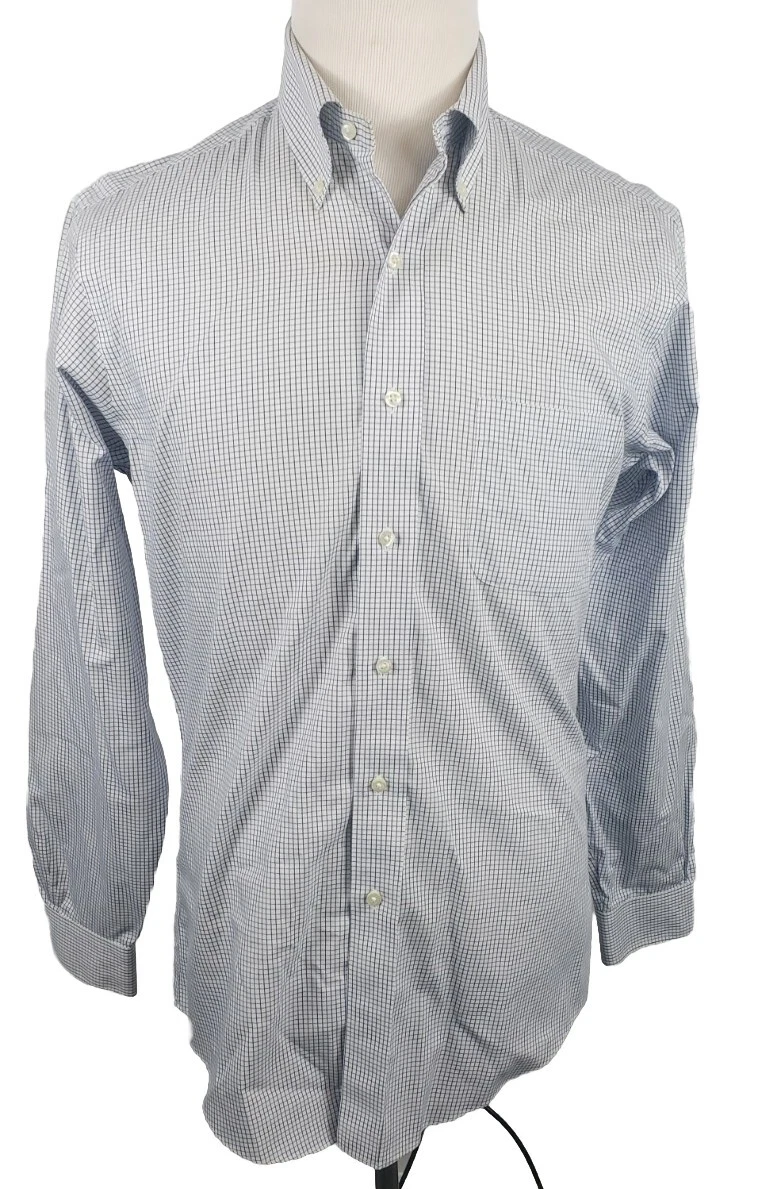 Camisa de vestir Brooks Brothers 346 para hombre talla 15 5 4 5 sin hierro bolsillo blanca azul chex