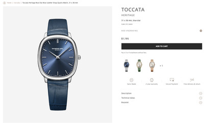 Raymond Weil Toccata Heritage 31x36mm Blue Dial