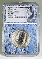 2019 D 50C Apollo 11 50th Anniversary Half Dollar NGC MS70 First Day of Issue