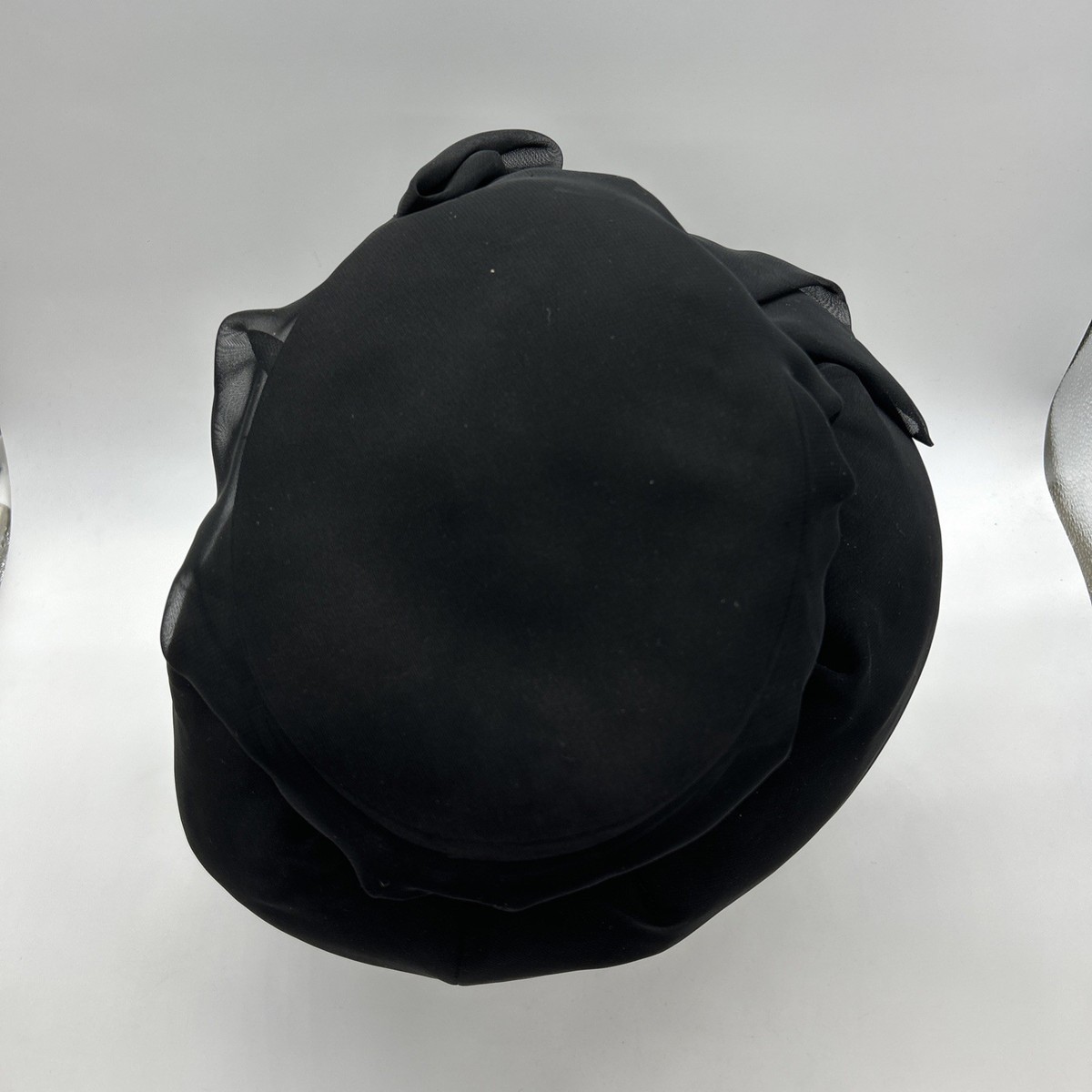 Vintage Crepe Bucket Womens Brim Hat Black Bow Draped Patty Carter Milnery View 5