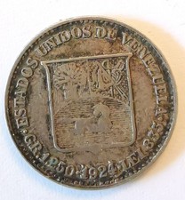 &frac14; Bolivar 1924 Venezuela Silber! Erhaltung! Jahrgang! Rar! + Zugabe