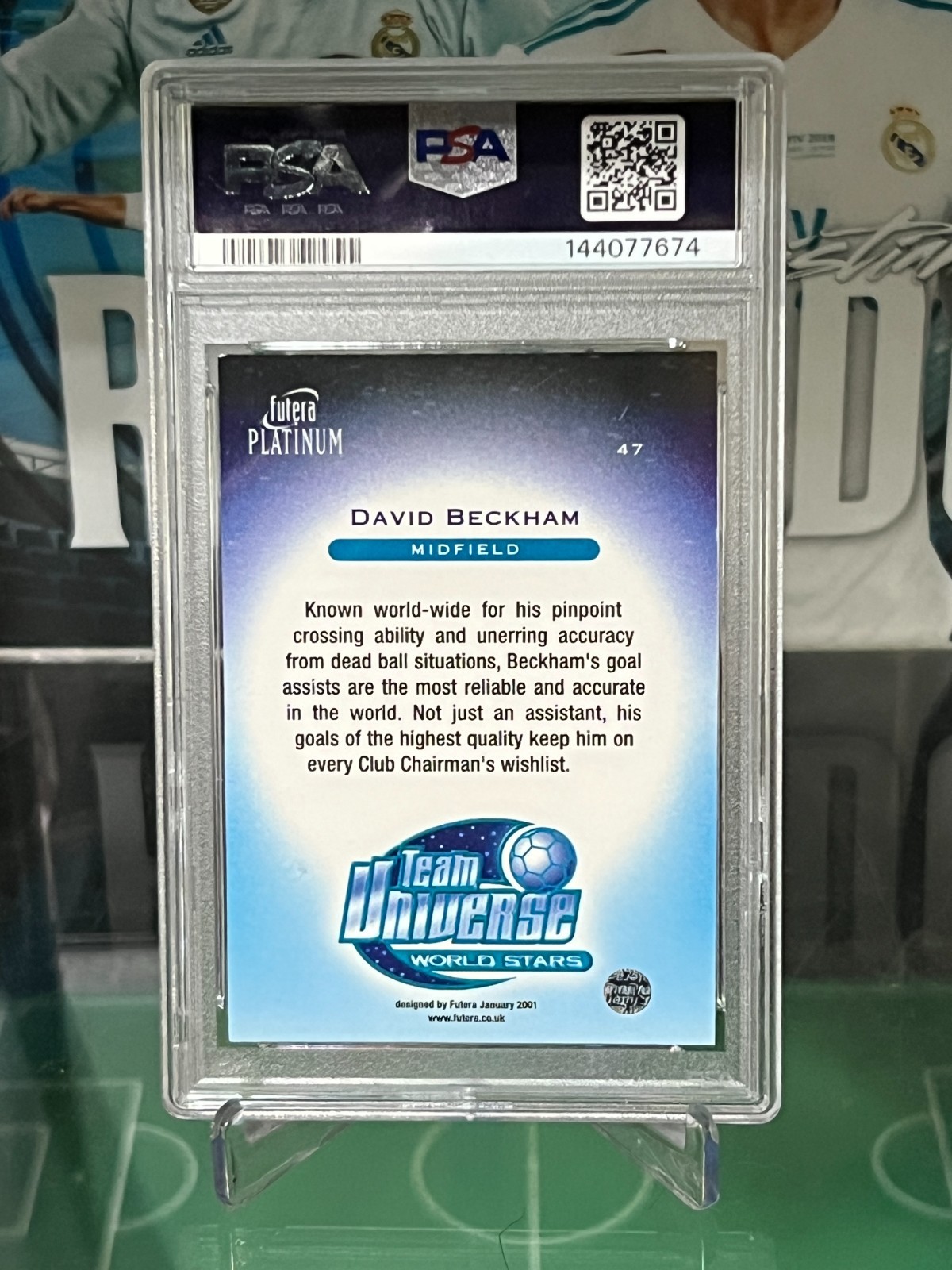 2 PSA David Beckham Card Lot 2001 Topps Premier Gold + 2001 Futera World Stars view 4
