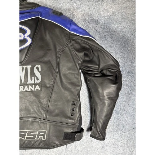 Corsa Bawls Guarana Leather Motorcycle Racing Jacket Mens 52 Black Blue Motul image 11