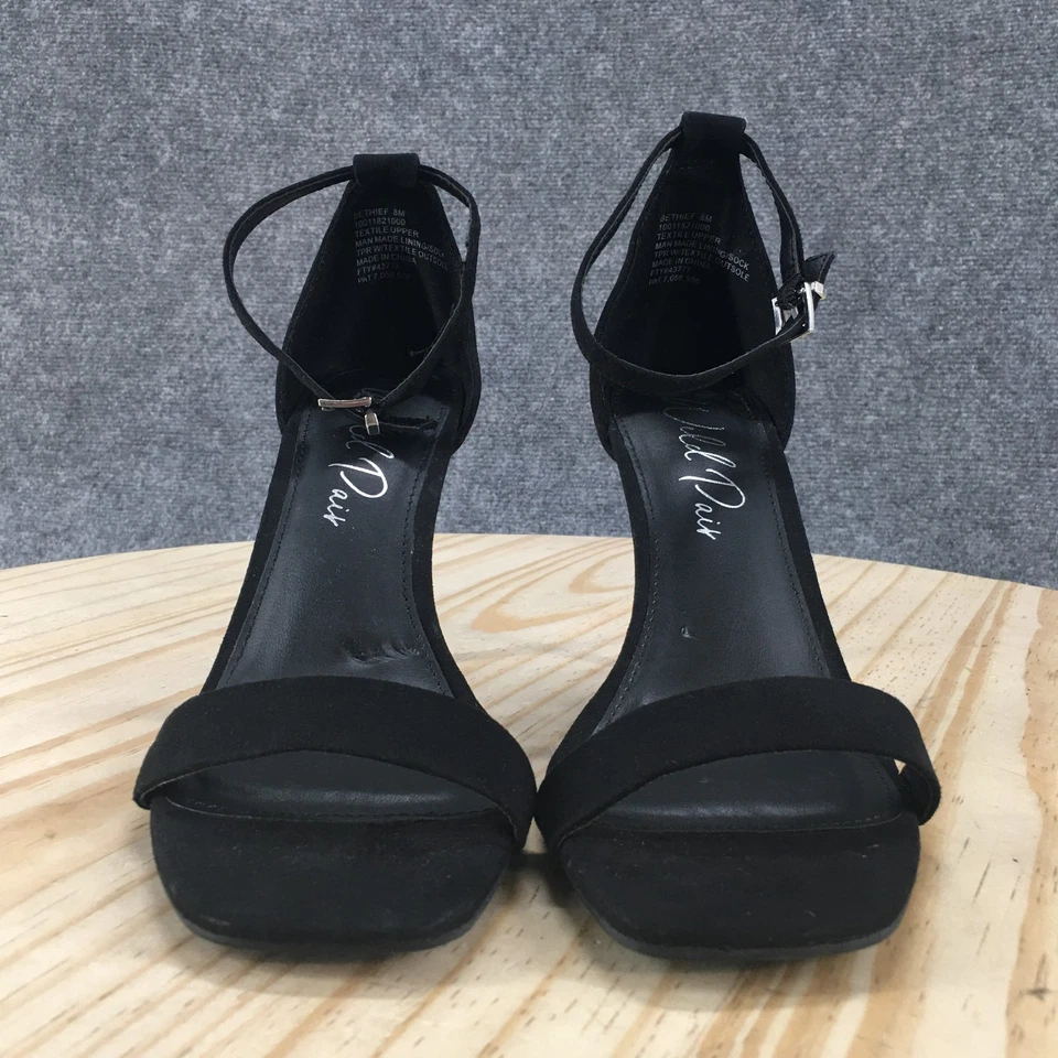 NEW Wild Pair Heels Womens 8 M Bethief Open Toe Buckle Ankle Strappy Black - Image 4 of 4