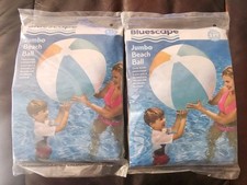 Lot of 2 BlueScape Jumbo Beach Ball over 2 FT Wide Inflated 25" Ages 3 New