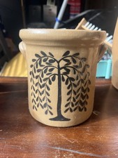 Weeping Willow Tree of Life Stoneware Crackle Glaze Crock- 6" Tall