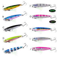10pcs Metal Fishing Bait 24g-60g Sea Lead Jig Lifelike Fish Lure Bass Hook LF099