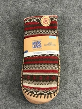 MUK LUKS Mens Slipper Socks Size L/XL Shoe Size 11-13 Maroon Warm Cozy NEW