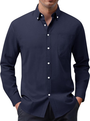 Siliteelon Herren Oxford Hemd Langarm 100% Baumwolle bügelfrei S-5XL