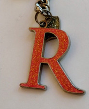 Sparkling Monogram Letter "R"  Royal Crown Charm Keychain