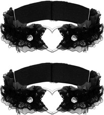 2 PCS Pink Garter, Lace Thigh Garter Thigh Belt for Women, Adjustable Heart Leg