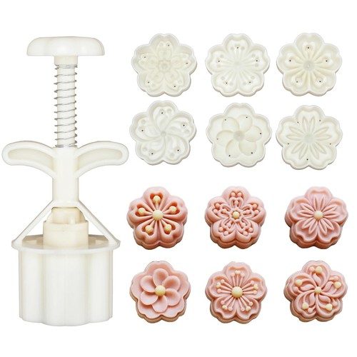 Set of 4 50g Moon Cake Mold Hand Press Cookie Stamps DIY Mid Autumn ...
