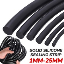Black Solid Silicone Rubber Sealing Strips Round Seal Gasket Dia 1 1.5 2 3-25mm