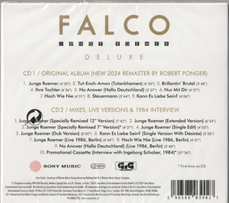 Falco - 2 CDs - Junge Römer - Limited Deluxe Edition - Digipak - NEUWARE! - Bild 2 von 2