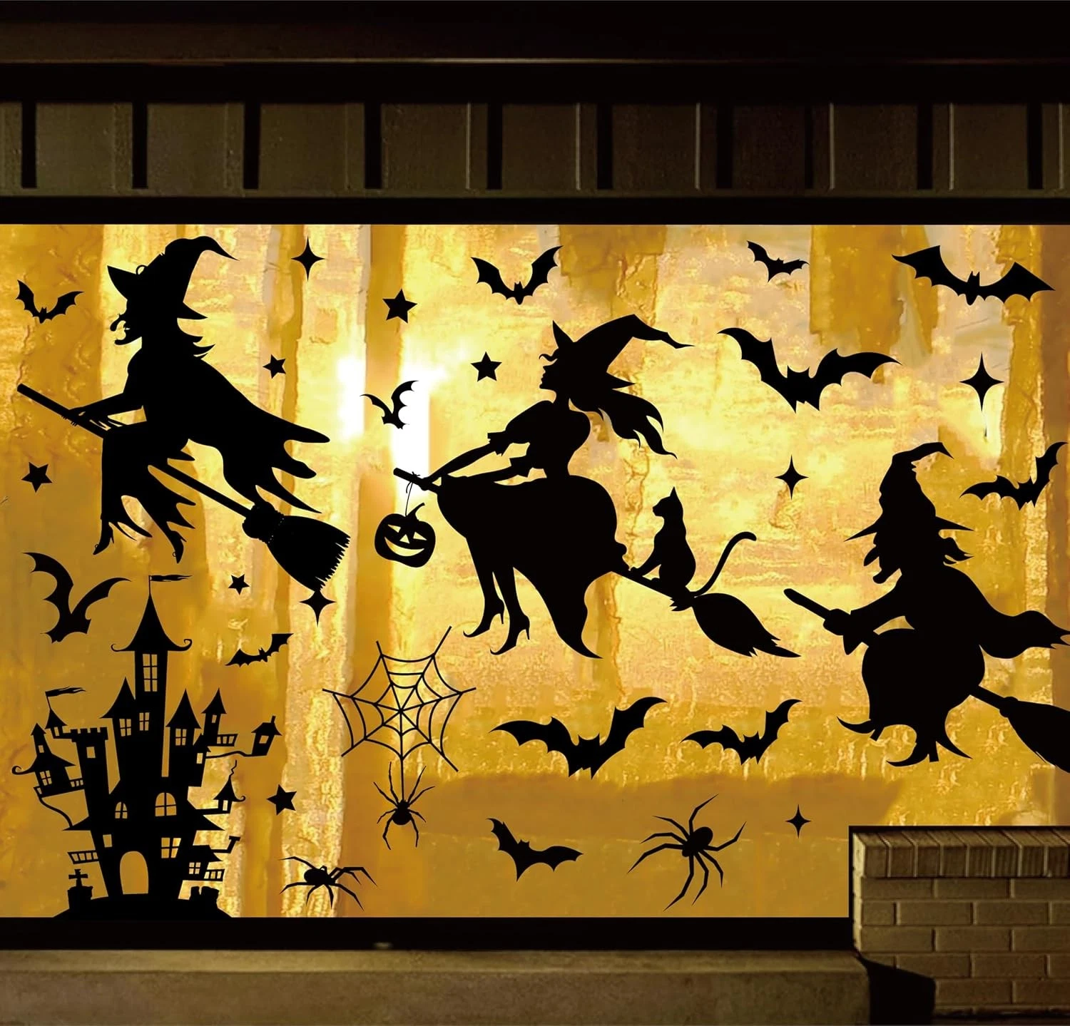 Extra Large Halloween Window Clings Black Witch 13.8 x 35.4 inch,