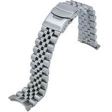 18MM 316L Solid Jubilee Stainless Steel Silver Watch Band Curved for Seiko NEW