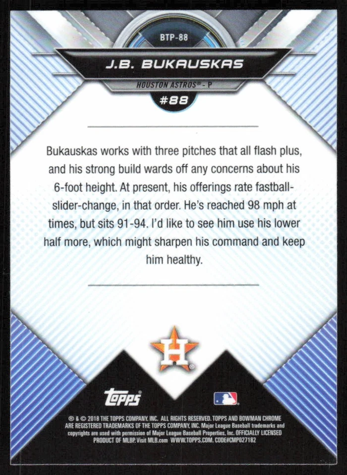 2018 Bowman Bowman Scouts' Top 100 #BTP-88 J.B. Bukauskas - Image 2 of 2