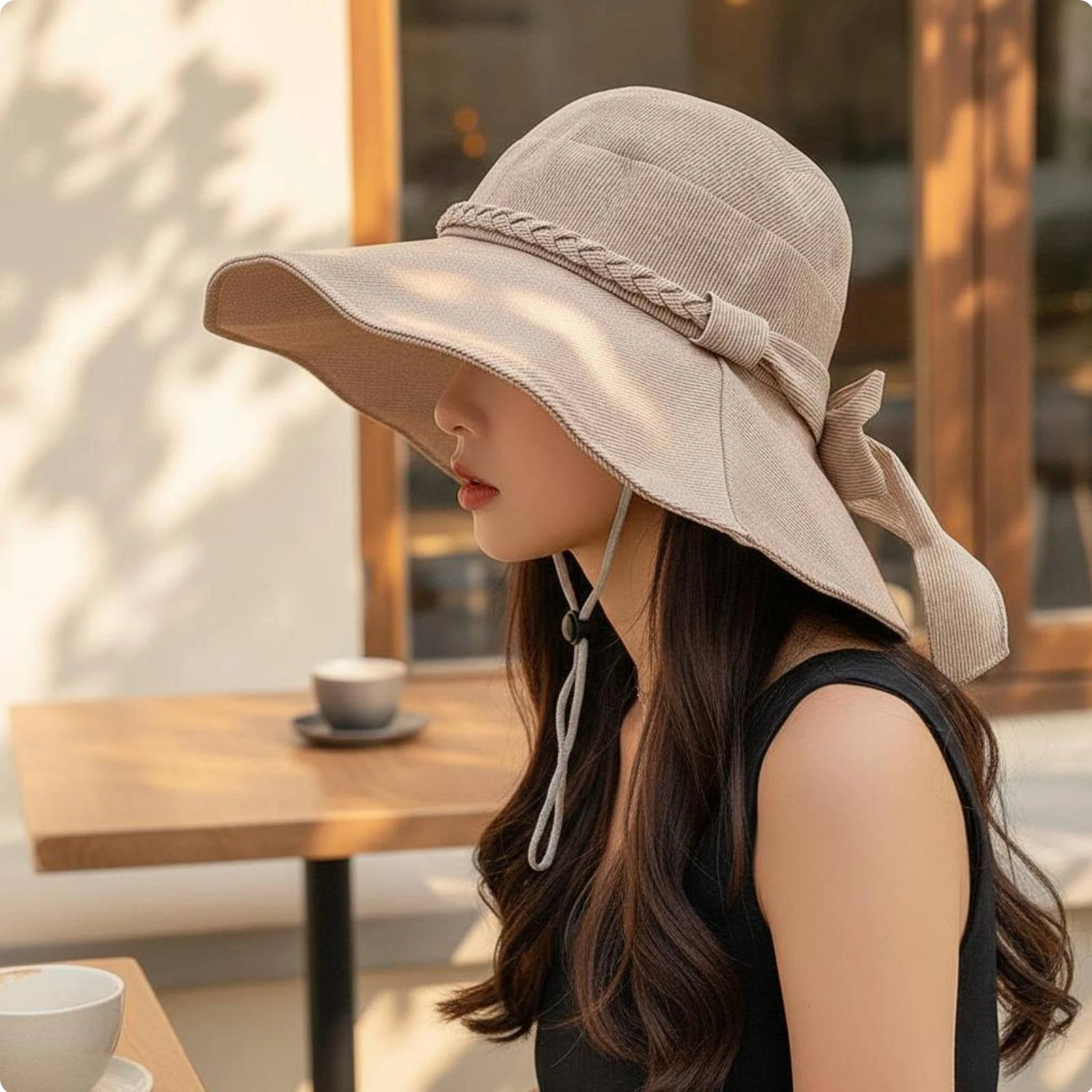 Wide Brim Sun Hat Protection Bowknot Sun Hat Lightweight for Outdoor, Travel