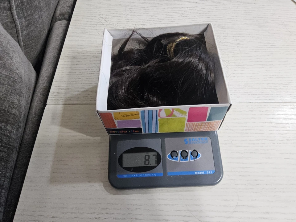 Corte de pelo virgen humano cola de caballo real. Negro morena sedoso grueso 18" 6 oz Foto 3 de 3