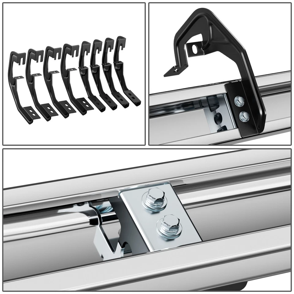 Par de estriberas de barra de escalones de acero inoxidable para Silverado Sierra 2007-2019 doble cabina Foto 4 de 4