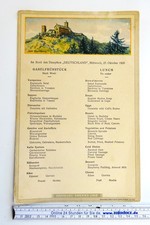Menu 'Wartburg Dampfer NIEMCY Hamburg Ameryka linia 27 października 1926