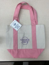 TRADER JOE'S MINI PASTEL CANVAS TOTE BAG PINK Baby Gift Bag Baby Shower