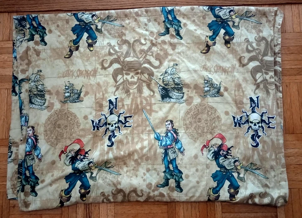 Disney Pirates of the Caribbean Dead Man's Chest Tan Twin Flat Sheet - Image 2 of 2