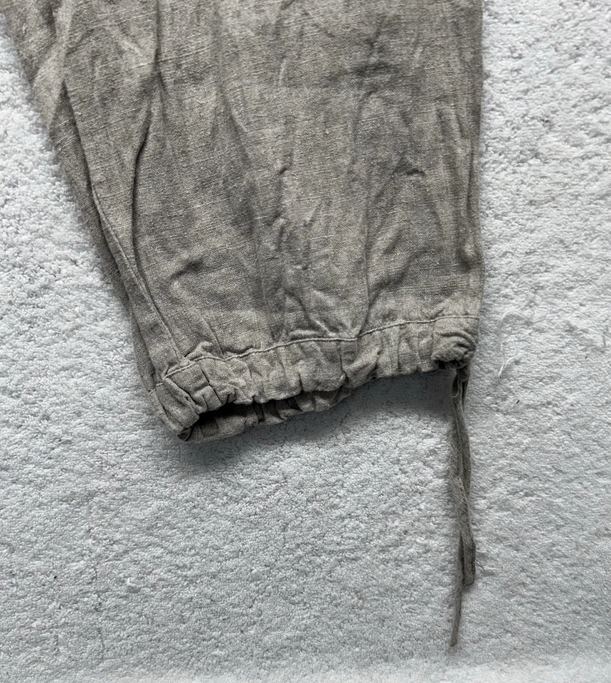 Flax Womens Size M Beige Cargo Linen Drawstring Pants (U3) - Image 2 of 4