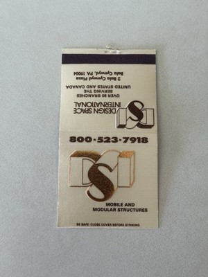 Design Space International Bala Cynwyd Pennsylvania Matchbook Cover 605