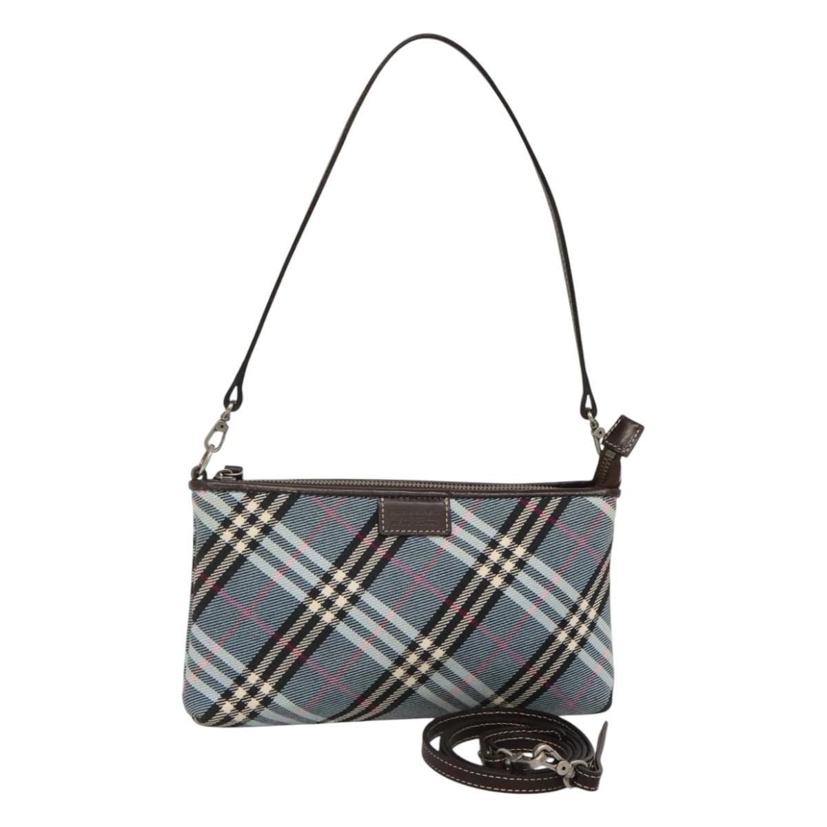 BURBERRY Nova Check Blue Label Shoulder Bag Canvas 2way Blue Auth