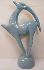 Vintage Royal Haeger Gazelle Statue Art Deco #6043 Figurine Ceramic Glossy Blue