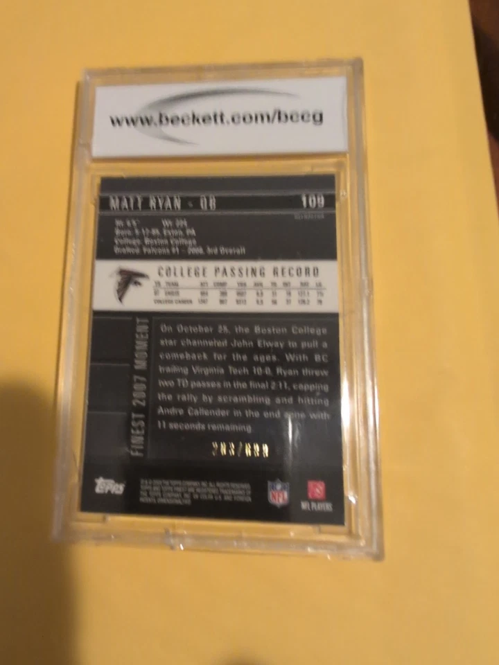 Topps Finest 2008 - Rookie Refractors Matt Ryan 🔥434/699🔥(RC) PSA 9 como nuevo Foto 2 de 2